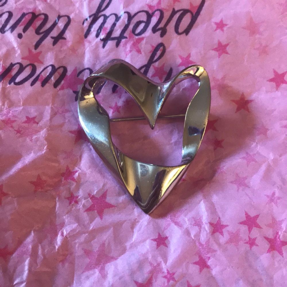M.Jent Silver Heart Shaped Brooch.